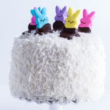 6-Layer (Or 3) Coconut Covered Chocolate Peeps Cake.