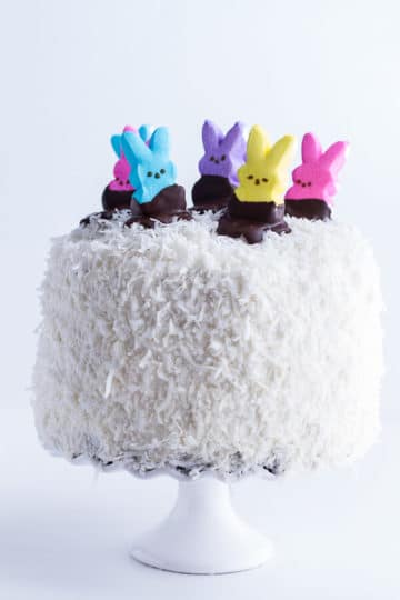 6-Layer (Or 3) Coconut Covered Chocolate Peeps Cake.