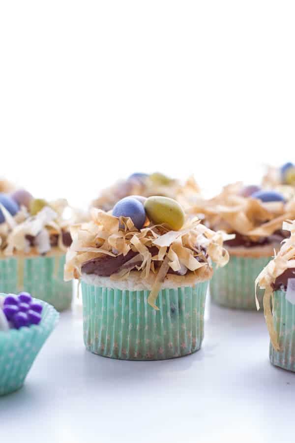 Angel Food Cupcakes with Chocolate Whipped Coconut Frosting + Crispy Phyllo Nest.-10