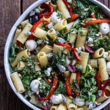 Simple Grilled Kale + Red Pepper Tuscan Pasta Salad.