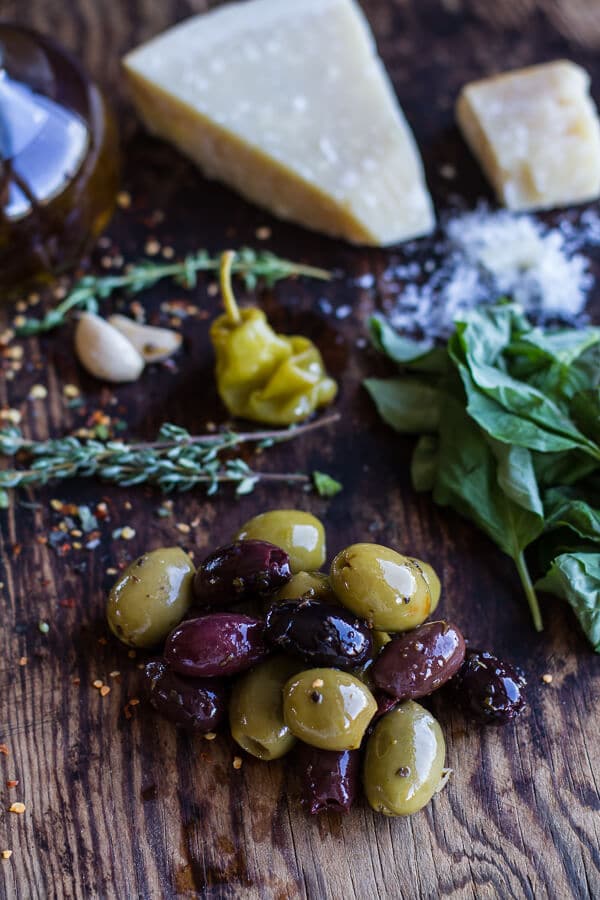Greek Olive Pesto and Fried Zucchini Grilled Pitas w/Marinated Feta + Garbanzo Beans | halfbakedharvest.com