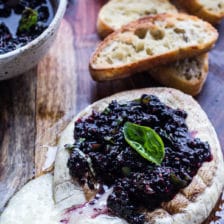 Grilled Brie with Blackberry Basil Smash Salsa.