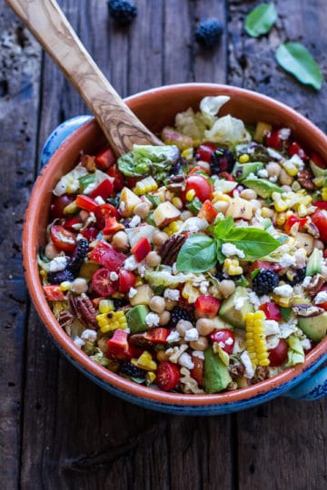 Easy Summer Herb and Chickpea Chopped Salad with Goat Cheese.