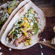 Crockpot Enchilada Pork Tacos w/Sweet Corn Slaw + Links to Inspire.