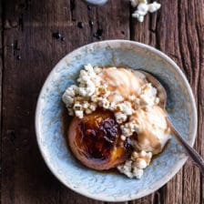 Easiest Bourbon Peach Dump with Buttered Popcorn.