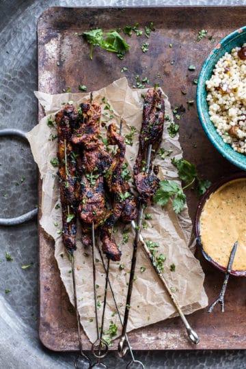 Indian Style Beef Satay with Curried Cashew Sauce.
