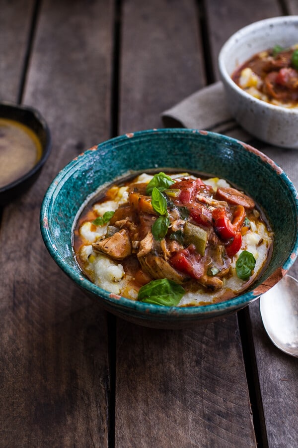 Quick Gumbo with Grilled Corn Grits + Smoky Chilied Brown Butter | halfbakedharvest.com @hbharvest