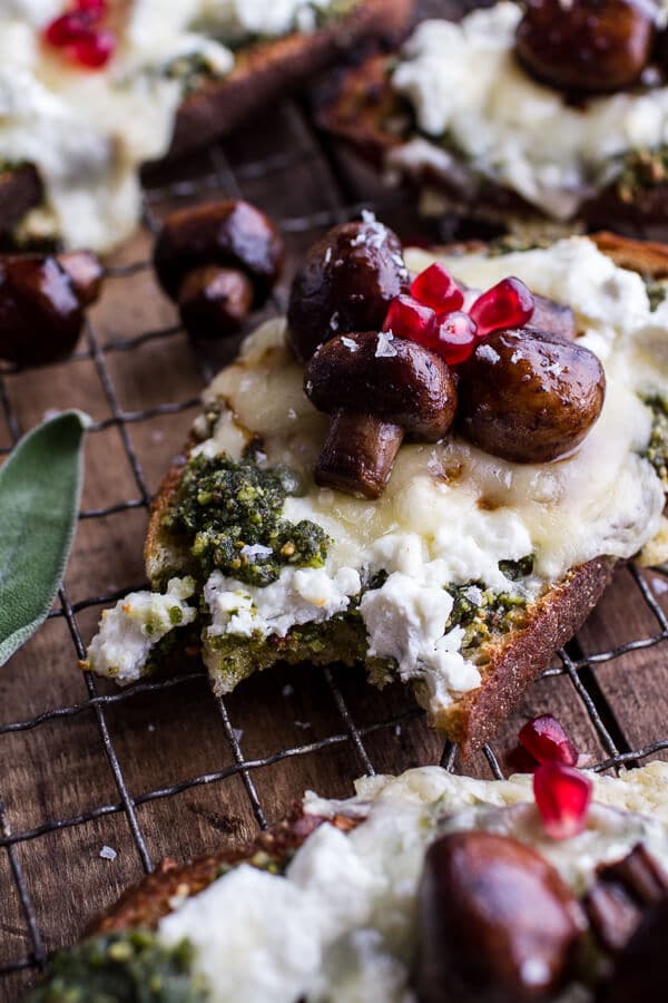 Buttered Mushroom, Sage Pesto + Goat Cheese Sourdough Toast | halfbakedharvest.com @hbharvest