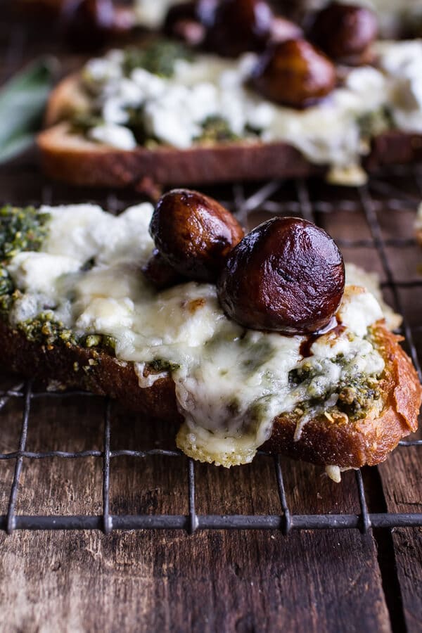 Buttered Mushroom, Sage Pesto + Goat Cheese Sourdough Toast | halfbakedharvest.com @hbharvest