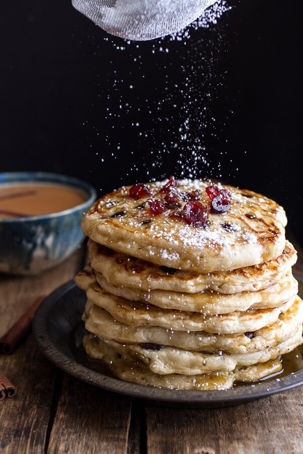 Rum and Cranberry Pancakes with Butter Rum Sauce | halfbakedharvest.com @hbharvest