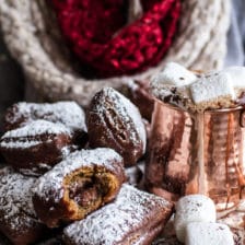 Gingerbread Surprise Beignets with Spiced Mocha Hot Chocolate.