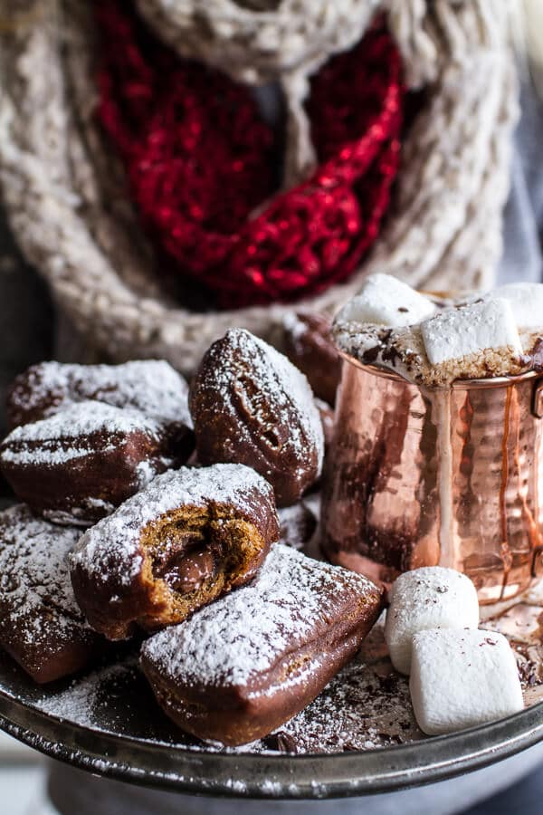Gingerbread Surprise Beignets with Spiced Mocha Hot Chocolate | halfbakedharvest.com @hbharvest