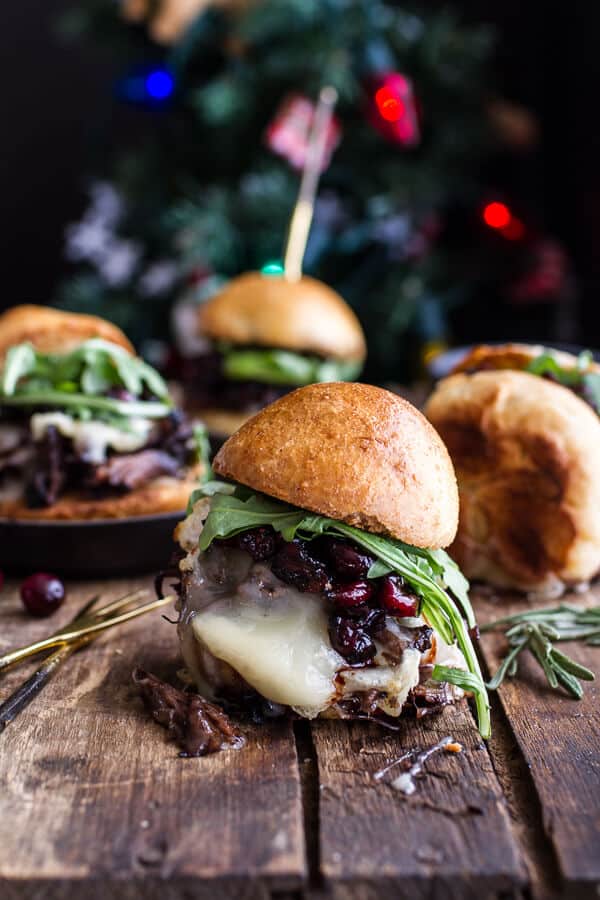 Gingery Steak and Brie Sliders with Balsamic Cranberry Sauce | halfbakedharvest.com @hbharvest