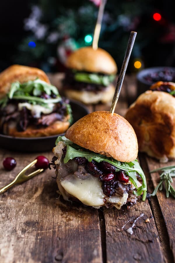 Gingery Steak and Brie Sliders with Balsamic Cranberry Sauce | halfbakedharvest.com @hbharvest