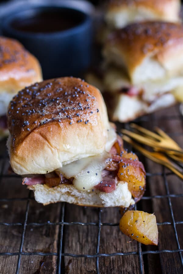 Ham and Cheese Sandwiches w/Bacon, Pineapple Caramelized Onions + Jerk BBQ Sauce | halfbakedharvest.com @hbharvest