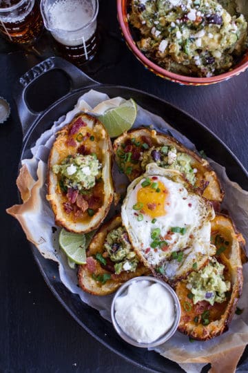 Fully Loaded Potato Skins with Chipotle Southwest Guacamole.
