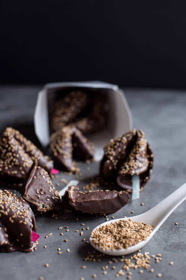 Chocolate Covered Toasted Sesame Fortune Cookies | halfbakedharvest.com @hbharvest