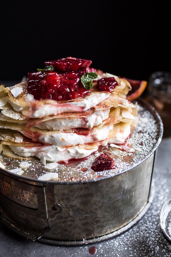 Coconut Honey Crepes with Whipped Mascarpone + Blood Orange Compote | halfbakedharvest.com @hbharvest