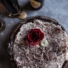 Drunken, Sunken Irish Coffee Chocolate Cake with Salted Bailey’s Cream.