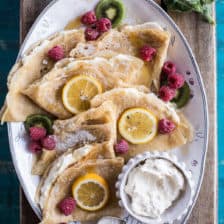 Lemon Sugar Crepes with Whipped Cream Cheese.