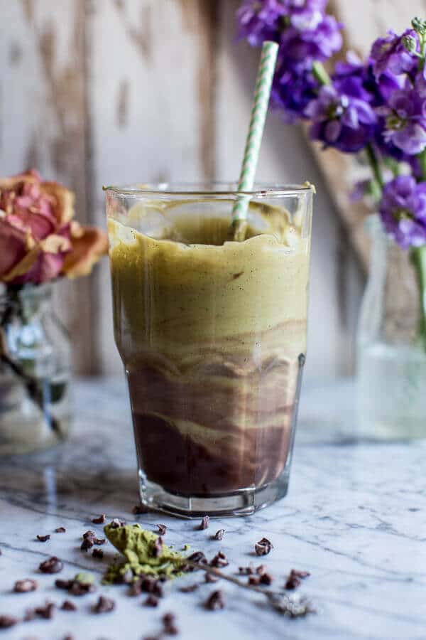 Vanilla Almond Matcha and Chocolate Lava Shake | halfbakedharvest.com @hbharvest