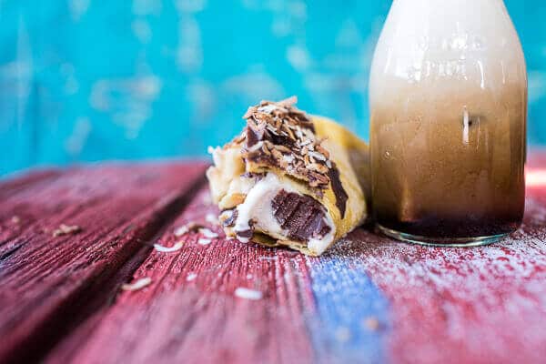 Tres Leches Coconut and Chocolate Fudge Ice Cream Tacos with Banana Peanut Salsa | halfbakedharvest.com @hbharvest