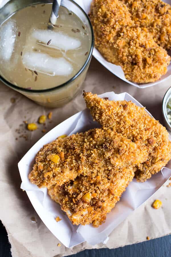 Cheddar Cornbread Chicken Fingers with Jalapeño Honey Butter | halfbakedharvest.com @hbharvest