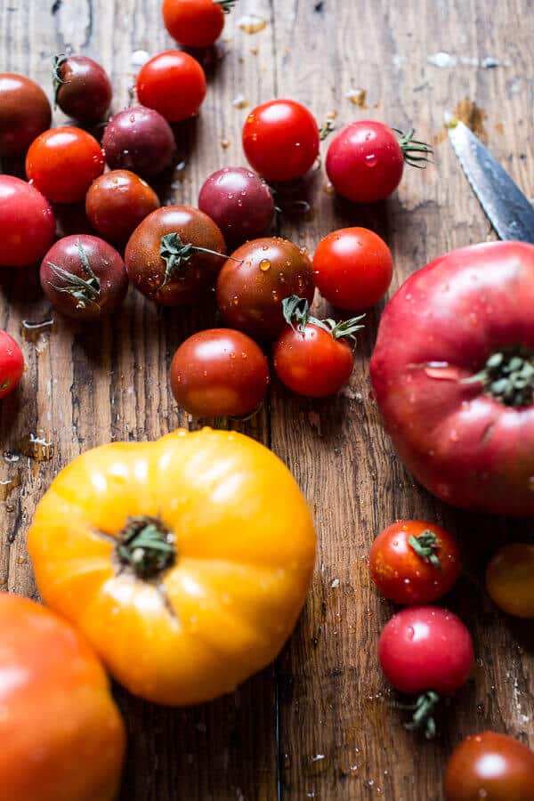 Tomato, Salami and Chunky Arugula-Basil Pesto Bruschetta | halfbakedharvest.com @hbharvest