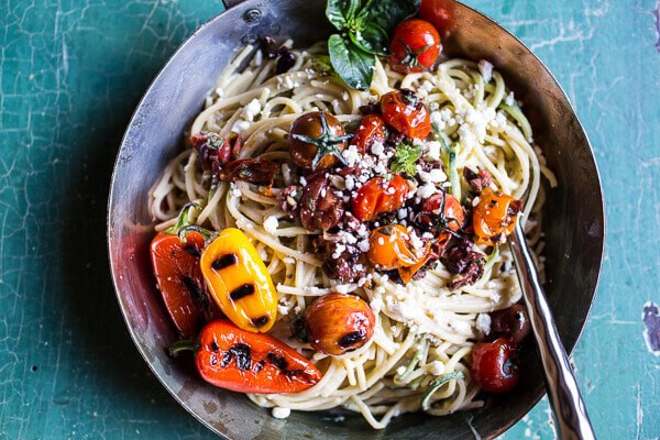 20 Minute Mediterranean Hummus Noodles with Blistered Cherry Tomatoes | halfbakedharvest.com @hbharvest