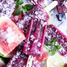 Hibiscus and Minty Watermelon Popsicles.