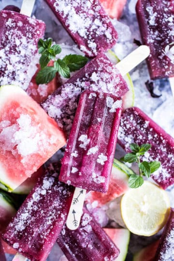 Hibiscus and Minty Watermelon Popsicles.