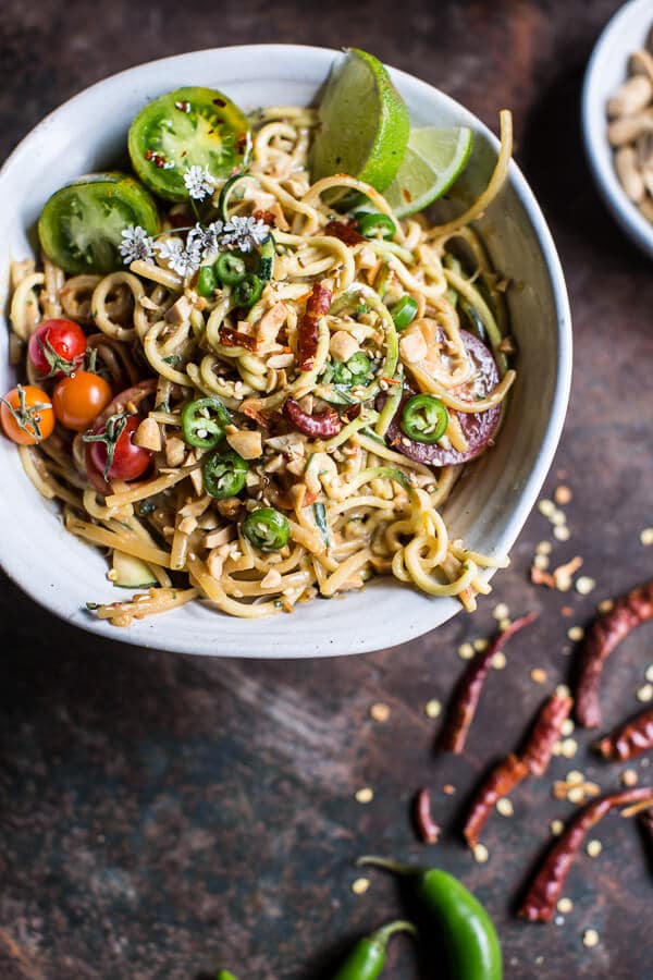 Firey Schezwan Peanut and Chili Zucchini Noodles | halfbakedharvest.com @hbharvest