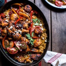 One-Pot Greek Oregano Chicken and Orzo with Tomatoes in Garlic Oil + VIDEO