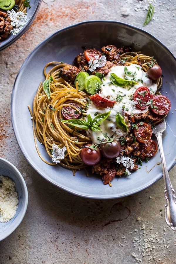 20 Minute Heirloom Tomato Basil Chicken Parmesan Bolognese | halfbakedharvest.com @hbharvest