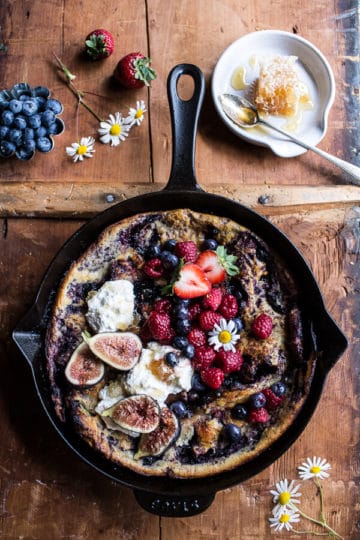 Blueberry Chamomile Dutch Baby with Honeycomb Ricotta.