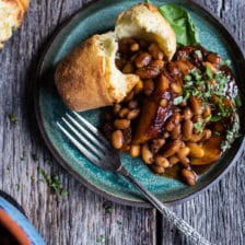 Bourbon Peach BBQ Baked Beans.