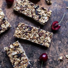 Chewy Cherry, Almond and Cacao Nib Granola Bars.