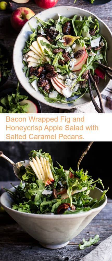 Bacon Wrapped Fig and Honeycrisp Apple Salad with Salted Caramel Pecans | halfbakedharvest.com @hbharvest