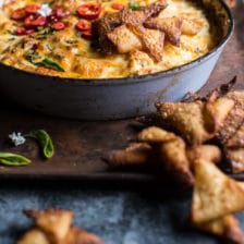 Cheesy Miso Caramelized Corn and Pineapple Chile Dip.