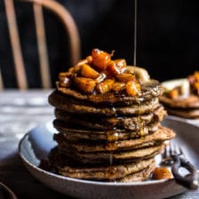 Spiced Almond Pancakes with Candied Butternut Squash + Maple Butter.