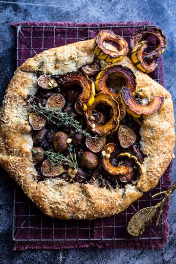 Buttered Mushroom, Fig and Bacon Galette with Roasted Squash.