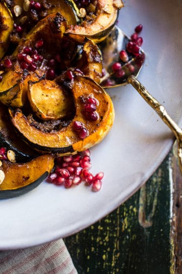 Brown Sugar and Pineapple Roasted Acorn Squash with Spiced Brown Butter.