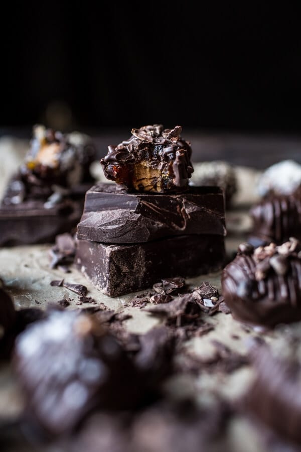4-Ingredient Dark Chocolate Covered Peanut Butter Stuffed Dates | halfbakedharvest.com @hbharvest