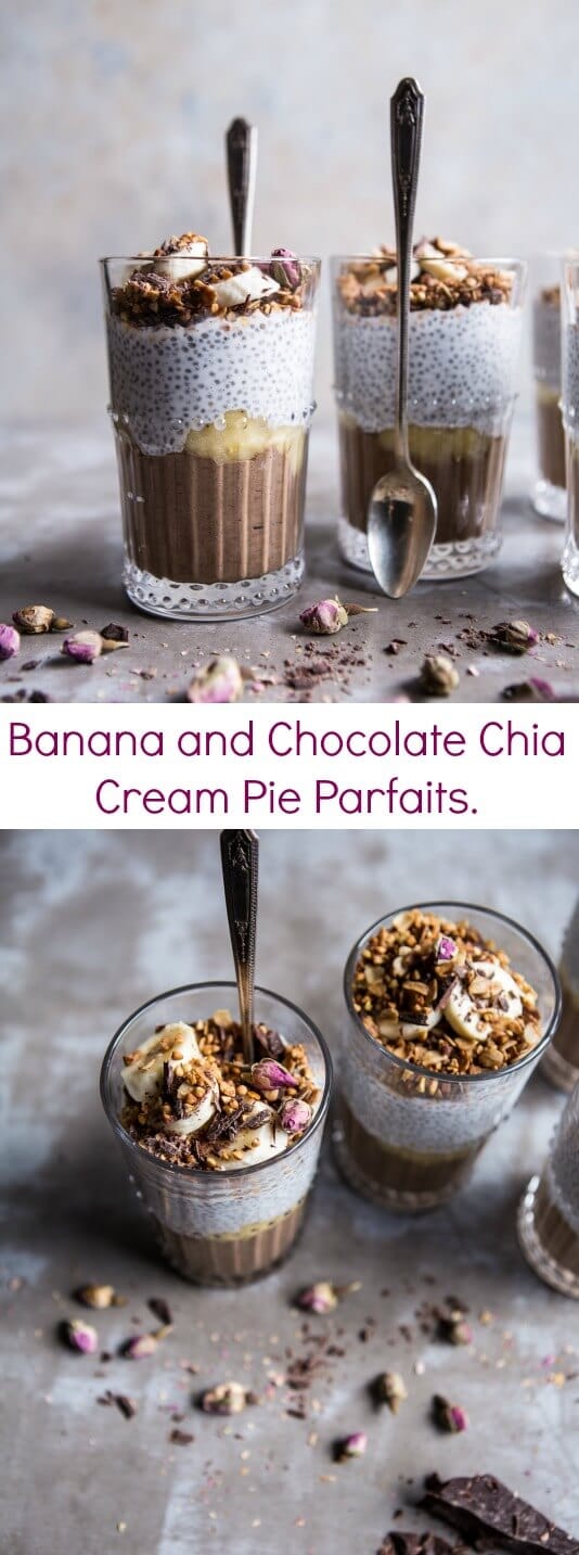 Banana and Chocolate Chia Cream Pie Parfaits | halfbakedharvest.com @hbharvest