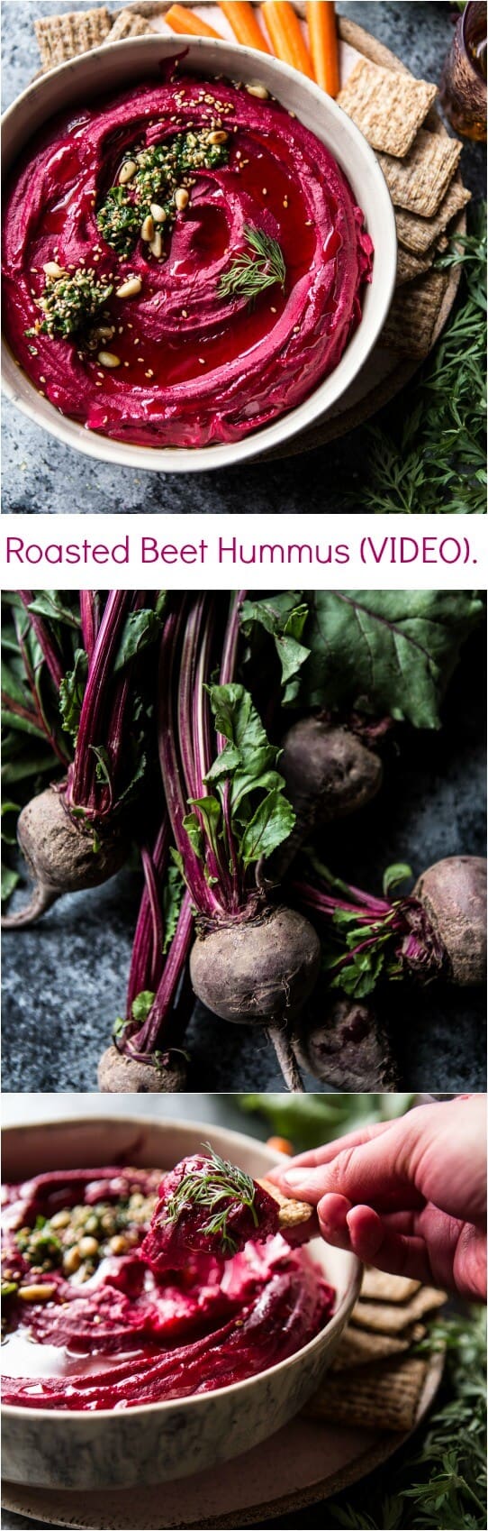 Roasted Beet Hummus (VIDEO) | halfbakedharvest.com @hbharvest