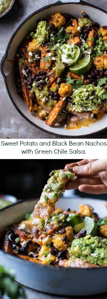 Sweet Potato and Black Bean Nachos with Green Chile Salsa | halfbakedharvest.com @hbharvest