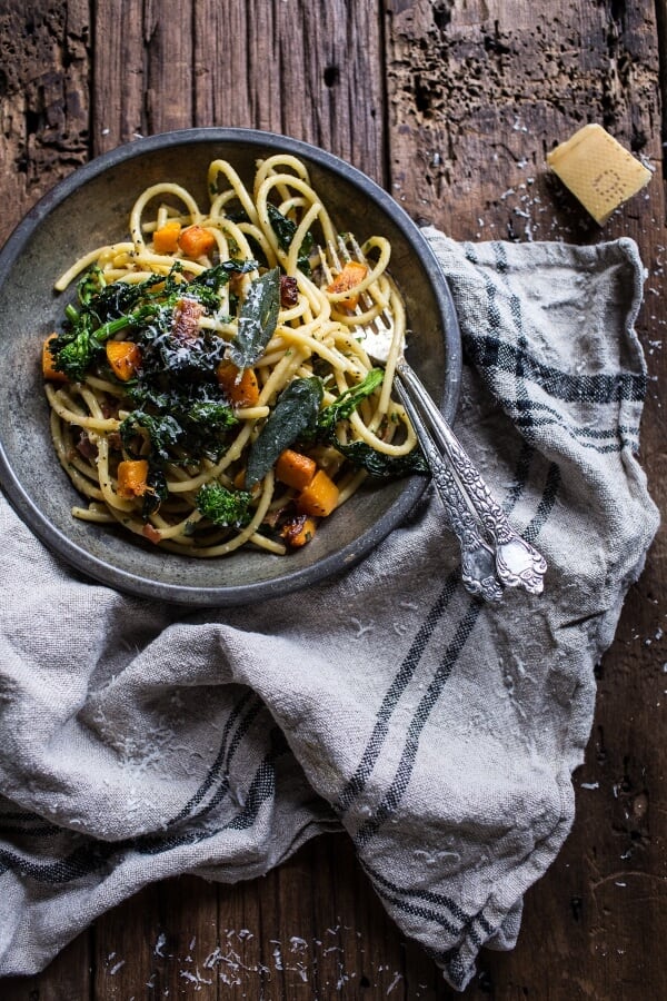 Winter Squash Carbonara with Broccoli Rabe and Sage | halfbakedharvest @hbharvest