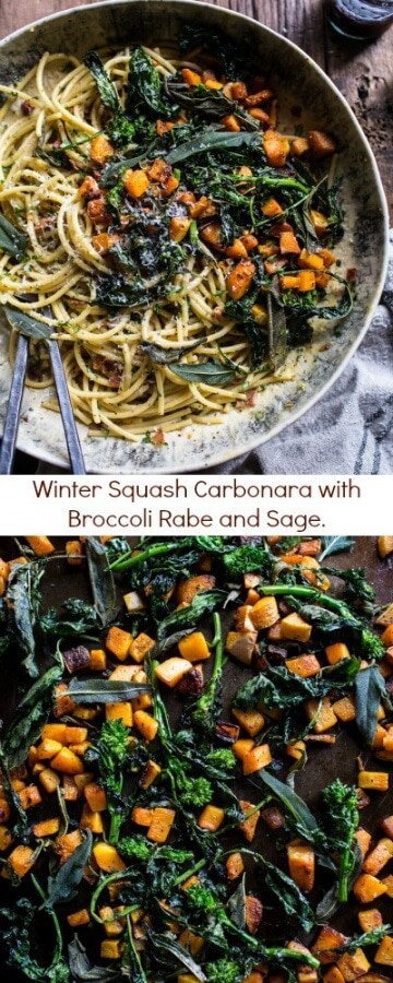 Winter Squash Carbonara with Broccoli Rabe and Sage | halfbakedharvest @hbharvest