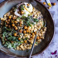 Quick + Simple Pasta "Risotto" with Herbed Roasted Chickpeas.