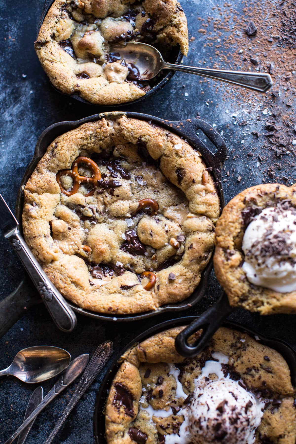 Secret Ingredient Peanut Butter Stuffed Chocolate Chip Skillet Cookie | halfbakedharvest.com @hbharvest